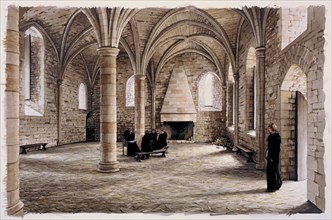 Novices' room, Battle Abbey, East Sussex, in the 12th century (c1980-c2008)