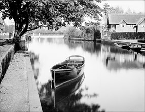 Boat moored on the River Thames, Oxfordshire, c1860-c1922
