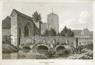 Bridge and gatehouse of Waltham Abbey, Essex, 1800