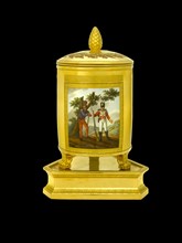 Ice pail depicting English and Spanish soldiers, 1817-1819