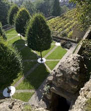 Contemporary garden, Medieval Bishop's Palace, Lincoln, Lincolnshire, c1980-c2017