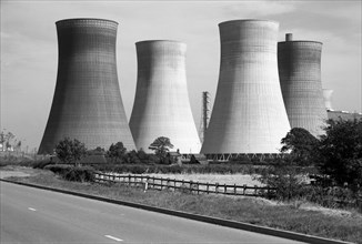 Cooling towers of an unidentified power station, Lincolnshire, c1945-c1980
