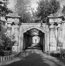 Entrance to Egyptian Avenue in the West Cemetery, Highgate Cemetery, Hampstead, London, 1993