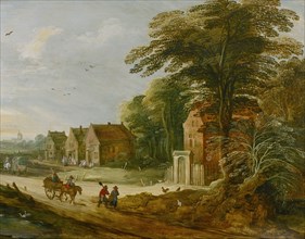Travellers Passing through a Village', late 16th or early 17th century