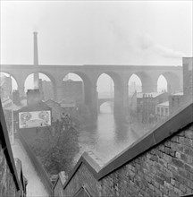 Railway viaduct, Stockport, Greater Manchester, 1954