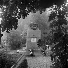 Tomb of Karl Marx, Highgate Cemetery, Hampstead, London, 1954