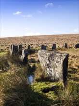 One of the two stone circles of Grey Wethers, Dartmoor, Devon, c1980-c2017