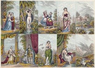 Series of views and figures, including a portrait of Queen Victoria and Prince Albert, 1851
