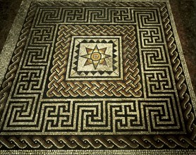 Mosaic floor with central star decoration, Aldborough Roman Town, North Yorkshire, c1980-c2017