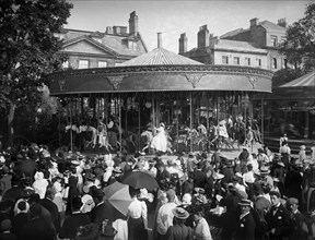 Carousel ride, St Giles Fair, Oxford, Oxfordshire, 1895