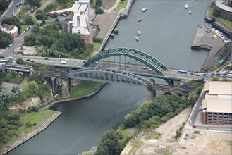 Monkwearmouth Railway Bridge and Wearmouth Bridge, Sunderland, Tyne and Wear, 2017