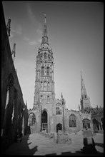 Spire of the ruined St Michael's Cathedral Church, Coventry, West Midlands, c1955-c1980