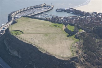 Harbour and ruins of the Castle, Scarborough, North Yorkshire, 2014