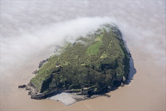 Low cloud over the island of Steep Holm, North Somerset, 2018