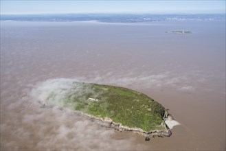 Low cloud over the island of Steep Holm, North Somerset, 2018