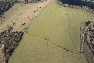 Late Bronze Age hilltop enclosure earthwork on Beacon Hill, near East Harting, West Sussex, 2018