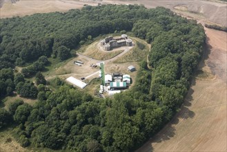 Stafford Castle with staging for a production of Macbeth, Staffordshire, 2018