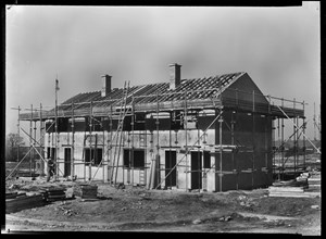 Houses under construction, Penhill, Swindon, Wiltshire, 1953
