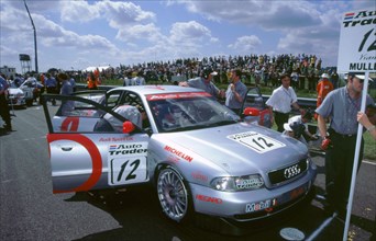 Yvan Muller's Audi A4 on starting grid, Thruxton circuit, Andover, Hampshire, 1998. Artist: Unknown.