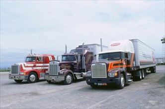 American Trucks at Truckstop in USA. Artist: Unknown.