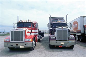 American Trucks at Truckstop in USA. Artist: Unknown.