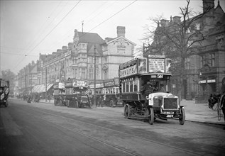 Daimler MET and AEC B-type buses, Cricklewood Broadway, London. Artist: Bill Brunell.