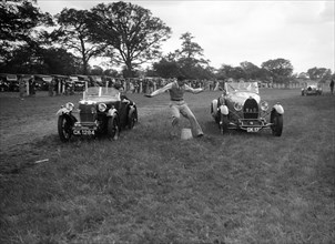 MG M type and Bugatti Type 43 taking part in the Bugatti Owners Club gymkhana, 5 July 1931. Artist: Bill Brunell.