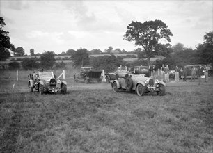 Bugatti Type 43 and 44 taking part in the Bugatti Owners Club gymkhana, 5 July 1931. Artist: Bill Brunell.