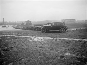 Cars at the Riley Motor Club Rally, Croydon Aerodrome, 25 April 1931. Artist: Bill Brunell.