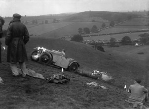 Two MG PAs competing in the Singer CC Rushmere Hill Climb, Shropshire 1935. Artist: Bill Brunell.
