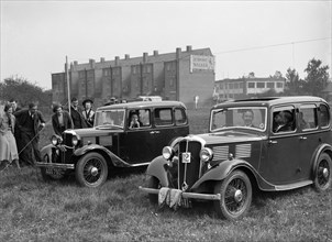 Standard Nine and Standard Twelve at the Standard Car Owners Club Gymkhana, 8 May 1938. Artist: Bill Brunell.