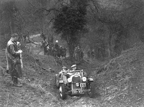 1937 Morgan 4/4 taking part in the Petersfield Trial, 1938. Artist: Bill Brunell.