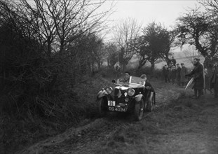 MG M type of GJ Rea at the Sunbac Colmore Trial, near Winchcombe, Gloucestershire, 1934. Artist: Bill Brunell.
