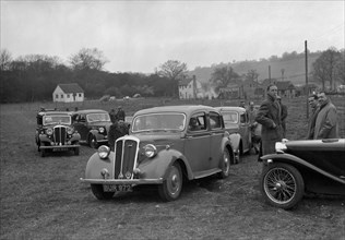 Standard Twelve and Standard Ten saloon, Standard Car Owners Club Southern Counties Trial, 1938. Artist: Bill Brunell.