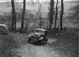 1934 Rover 10 at the Standard Car Owners Club Southern Counties Trial, 1938. Artist: Bill Brunell.