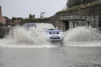 Nissan Pick up truck on Flooded road at Beaulieu 2008. Artist: Unknown.