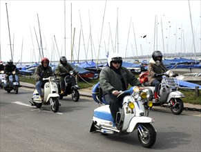 Group of Mods on their Scooters at Mudeford 2008. Artist: Unknown.