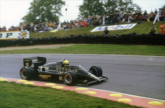 Ayrton Senna in the Lotus 97T Renault at 1985 European Grand Prix Brands Hatch Artist: Unknown.