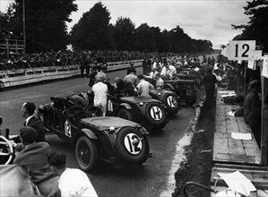 1930 O.M. works cars ready for start of 1930 Irish Grand Prix Artist: Unknown.