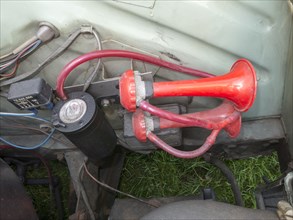 Maserati Air horn on a 1966 Ford Anglia Artist: Unknown.