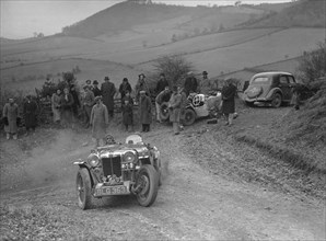 MG PA of J Twyford competing in the MG Car Club Midland Centre Trial, 1938. Artist: Bill Brunell.