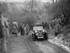 Wolseley Jensen Hornet Special of TK Crawford at the Sunbac Colmore Trial, Gloucestershire, 1933. Artist: Bill Brunell.