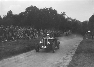 Rover Speed Twenty competing in the MAC Shelsley Walsh Speed Hill Climb, Worcestershire, 1935. Artist: Bill Brunell.