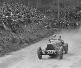 Vauxhall 30/98 competing in the Shelsley Walsh Amateur Hillclimb, Worcestershire, 1929. Artist: Bill Brunell.