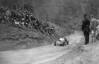 Bugatti Type 37 competing in the Shelsley Walsh Amateur Hillclimb, Worcestershire, 1929. Artist: Bill Brunell.