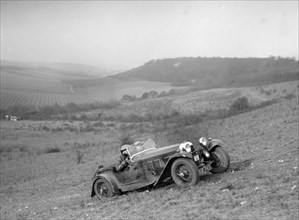 HRG competing in the London Motor Club Coventry Cup Trial, Knatts Hill, Kent, 1938. Artist: Bill Brunell.