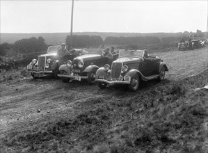 Three Ford V8s at the Sunbac Inter-Club Team Trial, 1935. Artist: Bill Brunell.