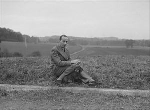 British racing driver Charles Mortimer and his pet dachshund, c1930s Artist: Bill Brunell.