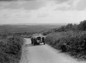 MG TA of JES Jones of the Cream Cracker Team competing in the MCC Torquay Rally, 1938. Artist: Bill Brunell.