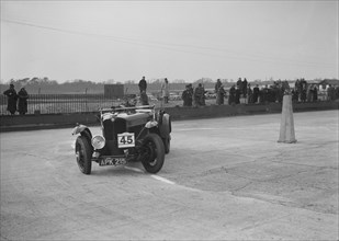 AC 16/66 competing in the JCC Rally, Brooklands, Surrey, 1939. Artist: Bill Brunell.
